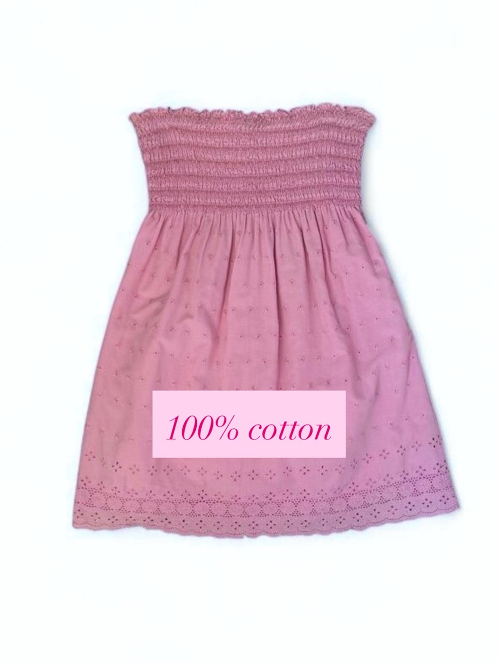Y2K Juicy Couture Pink Tube Dress Smocked 100% Cotton Large